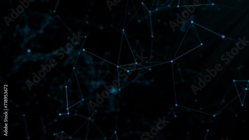 Wallpaper Mural Internet of things connection science effect. Blue digital network plexus blockchain technology connecting dot network web abstract on black  background Torontodigital.ca