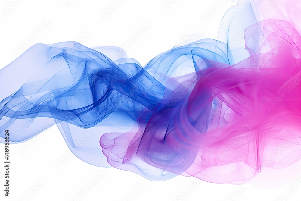 Blue and pink smoke isolated on a white background.