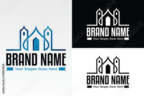 Islamic symbol Mosque Creative illustration vector logo design