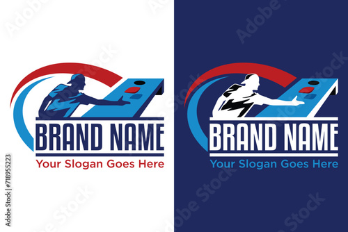 simple Cornhole Sport club illustration vector logo design photo