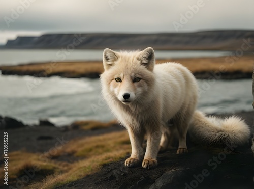 region white fox on the beach