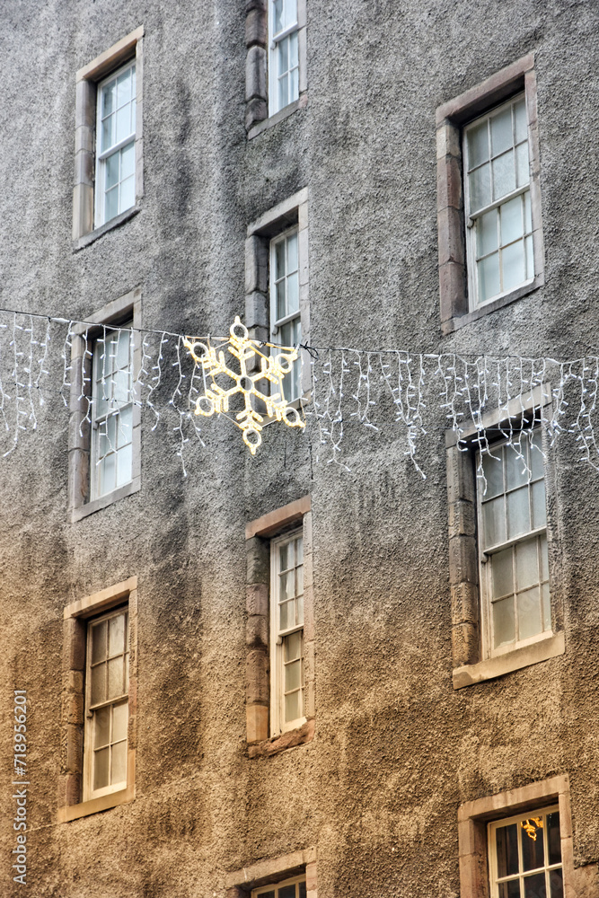 Full frame image of historical house on Cockburn Street in the old town of Edinburgh