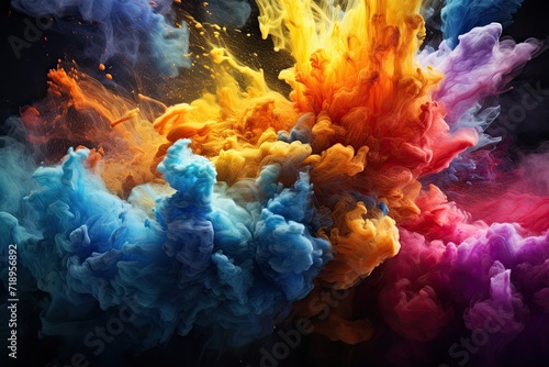 Explosion of colored powder on black background Explosion of colored powder on black background