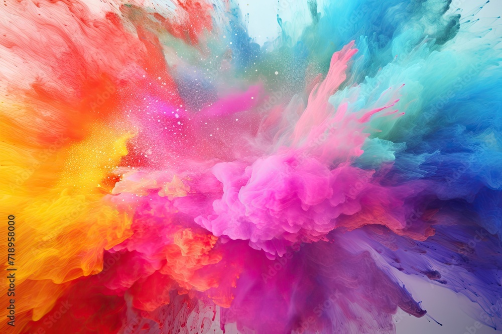 Colorful powder explosion on white background.