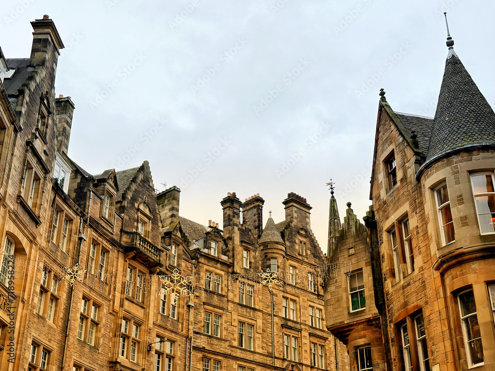 Historical houses along Cockburn Street in the old town of Edinburgh Historical houses along Cockburn Street in the old town of Edinburgh