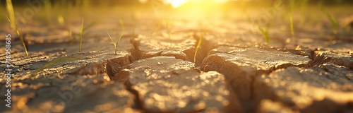 dry soil close up at the sunset