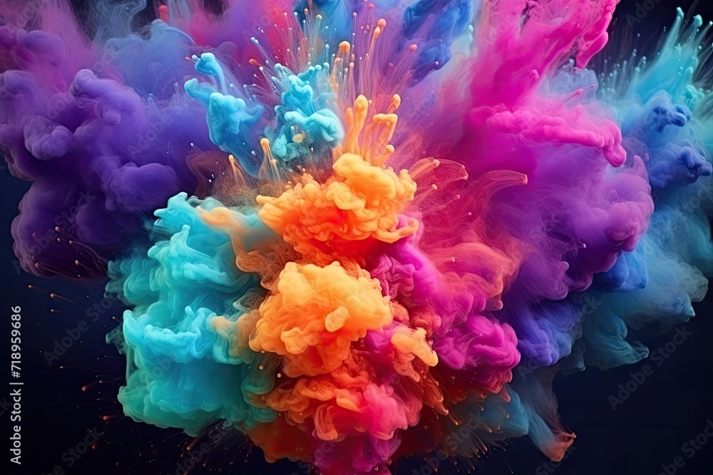 Colorful powder explosion representing power and art.