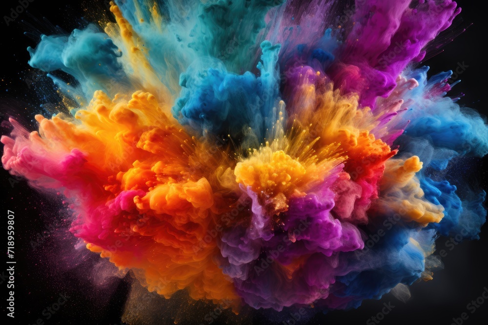 Colorful powder explosion representing power and art.