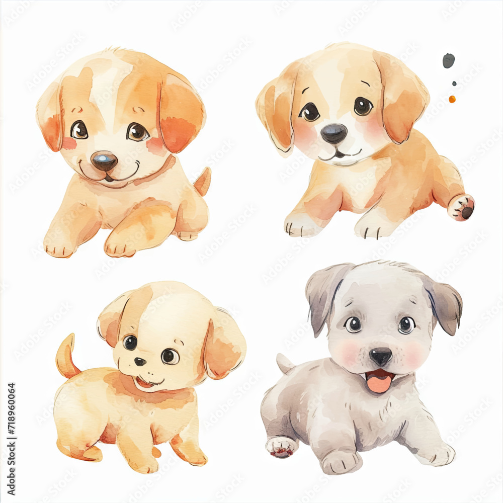 Vector hand drawn puppy collection Vector hand drawn puppy collection