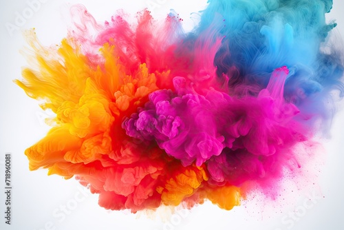 Colorful powder explosion on white background.