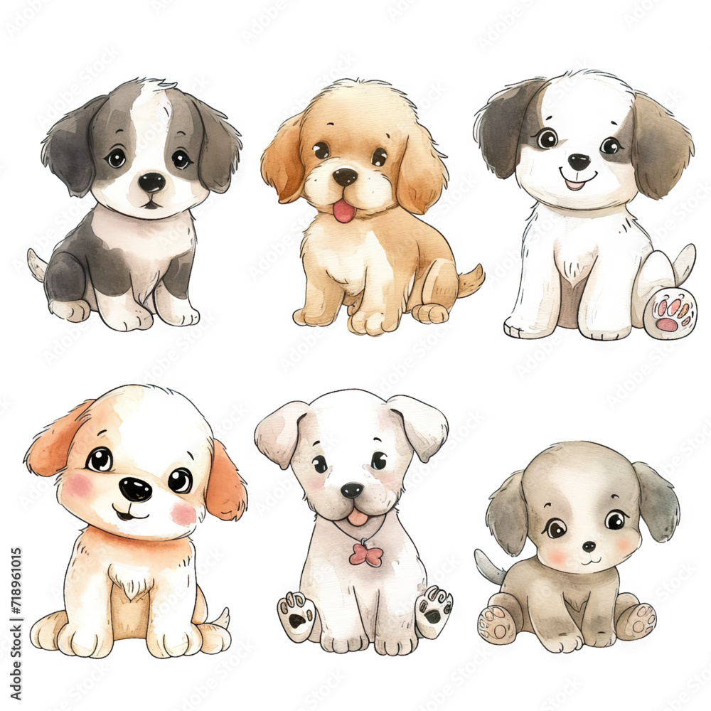 Vector hand drawn puppy collection Vector hand drawn puppy collection