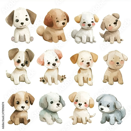 Vector hand drawn puppy collection