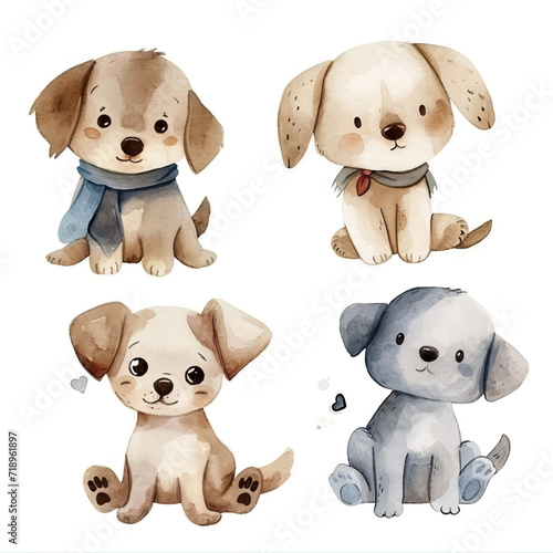 Vector hand drawn puppy collection