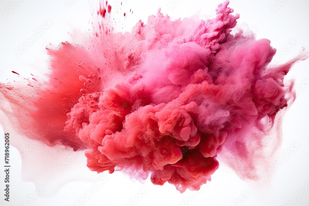 Red powder explosion on white background. Colored cloud. Colorful dust explode. Paint Holi. Red powder explosion on white background. Colored cloud. Colorful dust explode. Paint Holi.