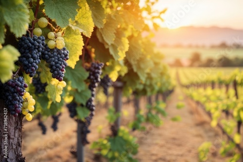  Beautiful Grape Blurry Vineyard in the summer Background