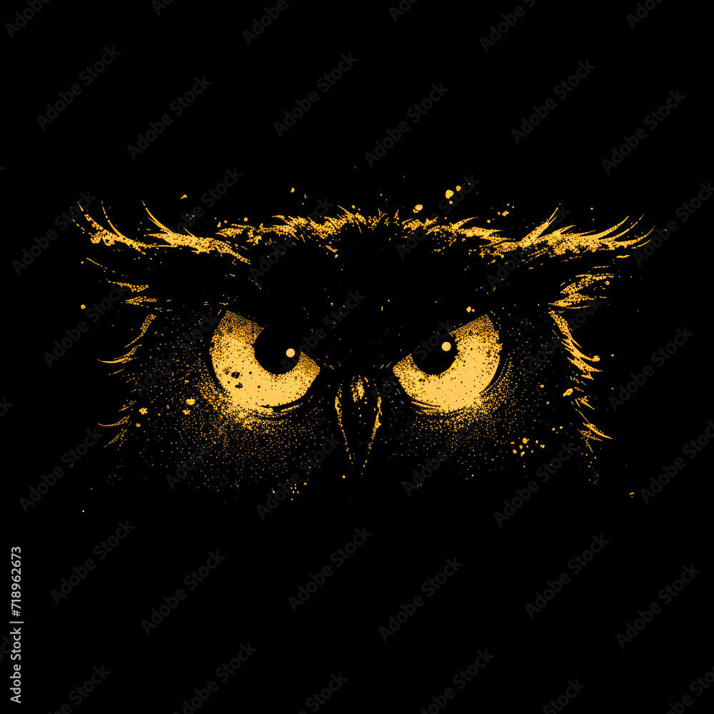 Fototapeta premium Grunge Style Intense Owl Illustration 