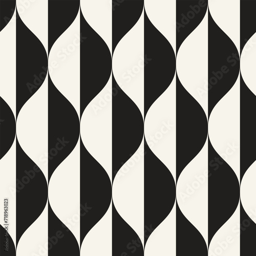 Vector seamless pattern. Repeating geometric elements. Stylish monochrome background design.