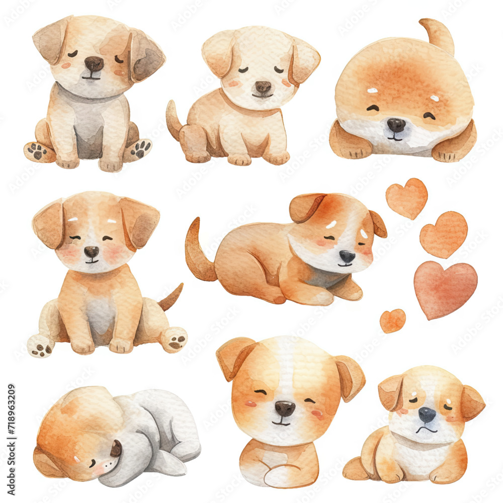 Vector hand drawn puppy collection Vector hand drawn puppy collection