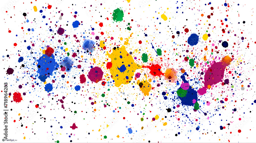 Fototapeta premium Dynamic and artistic pattern of vibrant paint splatters on an abstract background, perfect for creative projects and graphic design use
