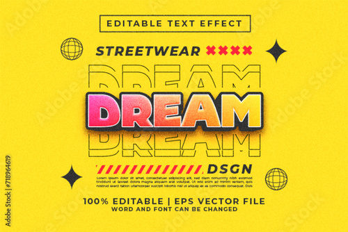 Editable Text Effect Dream Street Wear Style Premium Vector