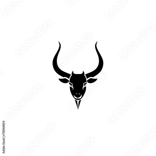 Stylized Black Antelope Head on White 