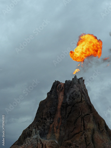 Man made volcano filled with natural gas is exploding photo