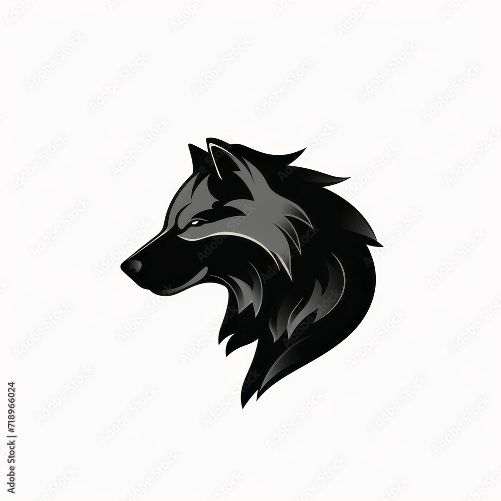 Stylized Black Wolf Head Graphic
