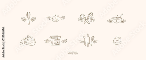 Hand Drawn Bakery Logo or Baking Logo Design, mixer logo, for bakery shop or bakery store in vector svg