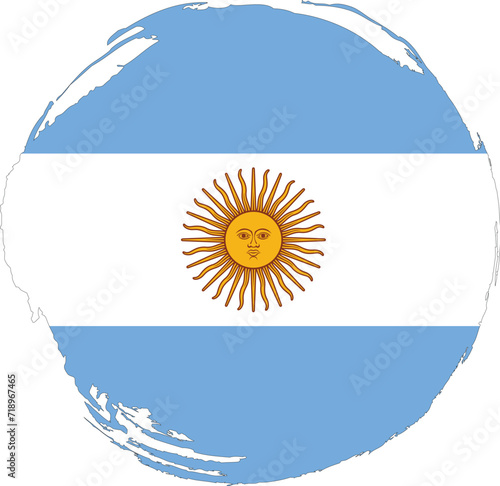 Argentina flag painted with circle brush on white background