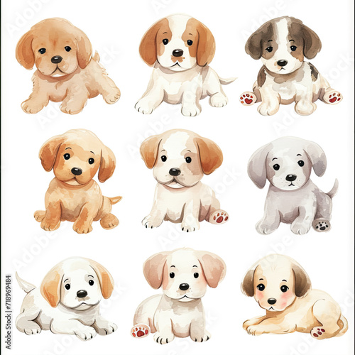 Vector hand drawn puppy collection