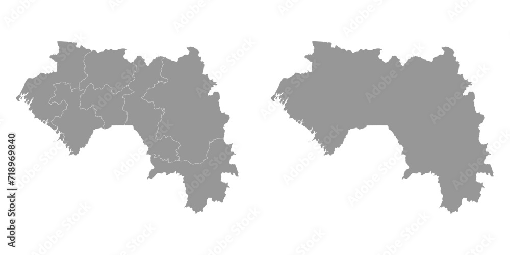 Guinea map with administrative divisions. Vector illustration.