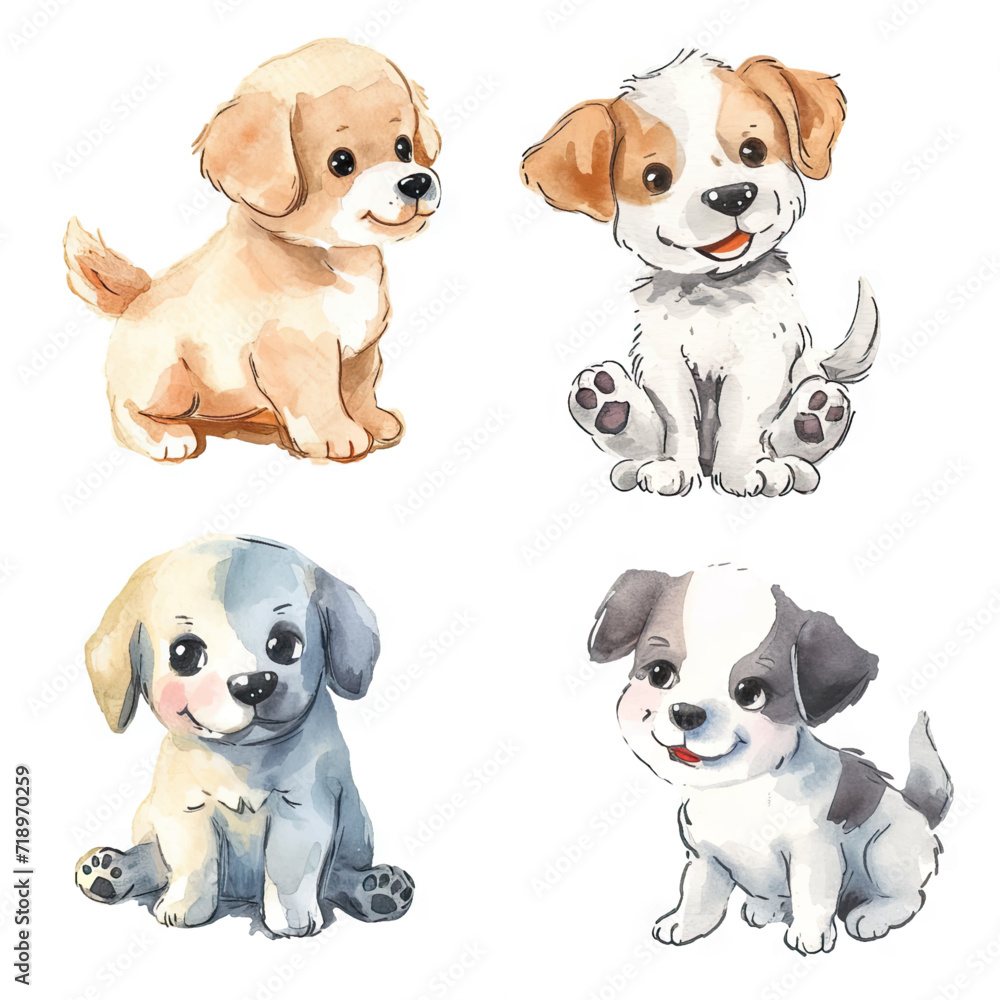 Vector hand drawn puppy collection Vector hand drawn puppy collection