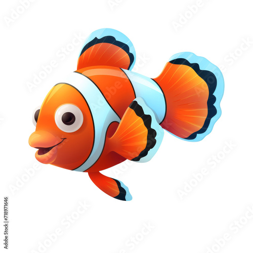 clown fish swimming , isolated on transparent background cutout, generative ai