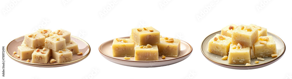 Barfi on a plate Isolated on white