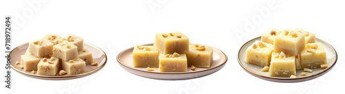 Barfi on a plate Isolated on white