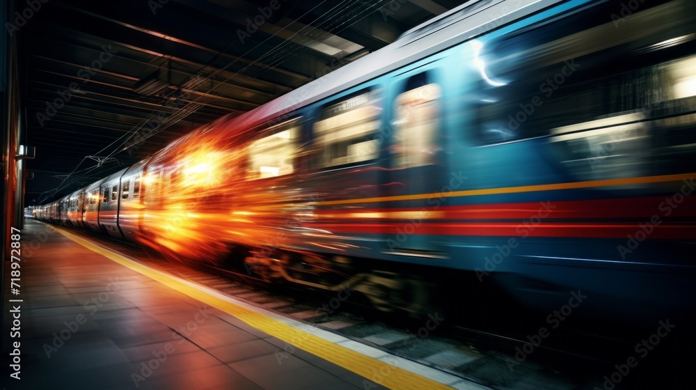 Dynamic train motion blur: high-speed railway transportation with blurred motion effect
