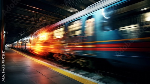 Dynamic train motion blur: high-speed railway transportation with blurred motion effect 