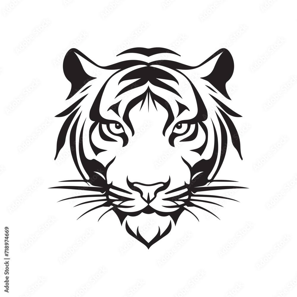 Black tiger head vector design