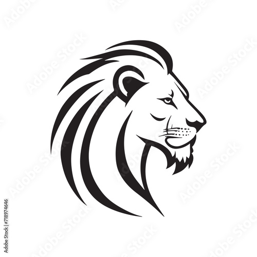 Black Lion face different style on white background photo