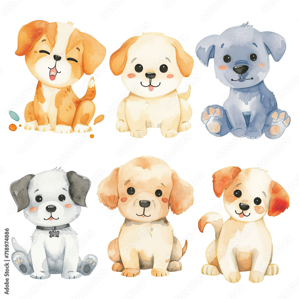 Vector hand drawn puppy collection Vector hand drawn puppy collection
