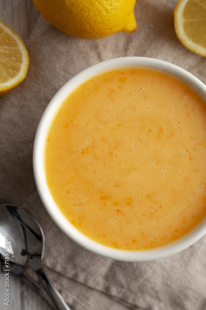 Homemade Organic Lemon Curd in a Bowl, top view. Homemade Organic Lemon Curd in a Bowl, top view.