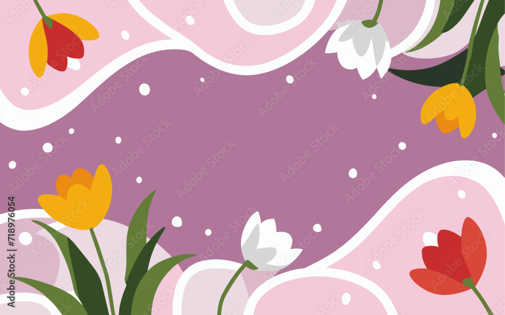 Abstract tulip background poster. Good for fashion fabrics, postcards, email header, wallpaper, banner, events, covers, advertising, and more. Valentine's day, women's day, mother's day background.