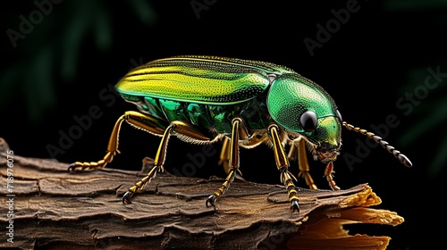 Bark beetle, big greenish beetle on white background (Latin name Selatosomus gravidus). photo