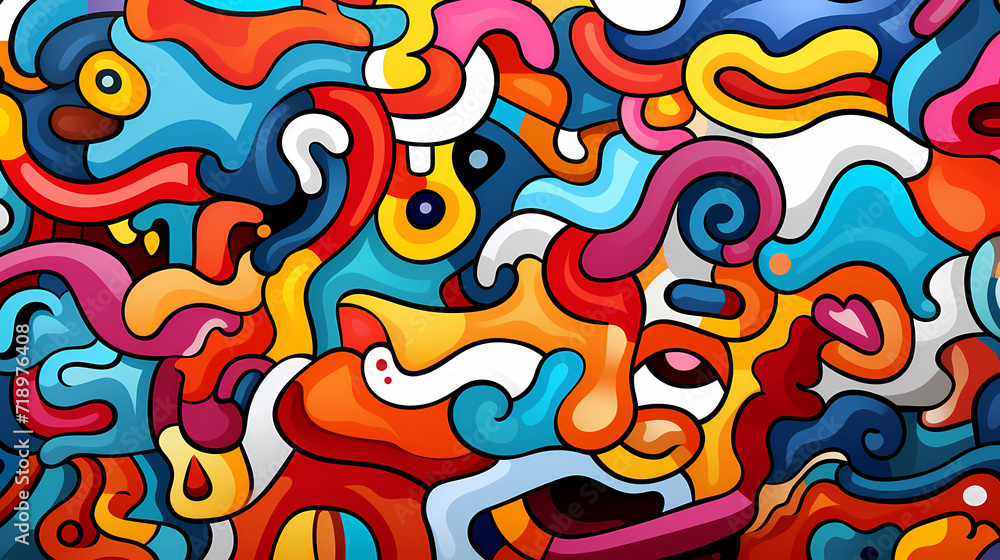 Funny doodle seamless pattern, artistic background Funny doodle seamless pattern, artistic background