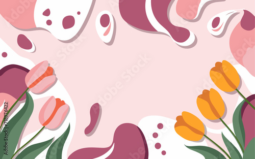 Abstract tulip background poster. Good for fashion fabrics  postcards  email header  wallpaper  banner  events  covers  advertising  and more. Valentine s day  women s day  mother s day background.