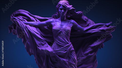 3d render Very Peri color violet the statue screams