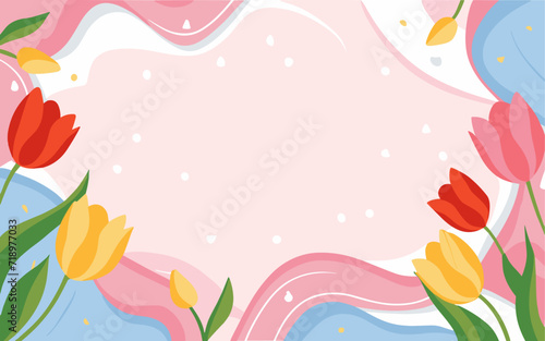 Abstract tulip background poster. Good for fashion fabrics, postcards, email header, wallpaper, banner, events, covers, advertising, and more. Valentine's day, women's day, mother's day background.