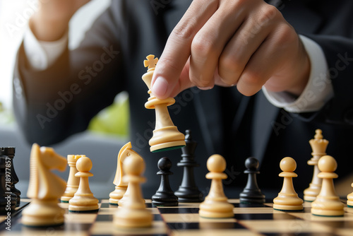 Wallpaper Mural Strategic Move, Businessman Playing Chess and Making a Crucial Decision Torontodigital.ca