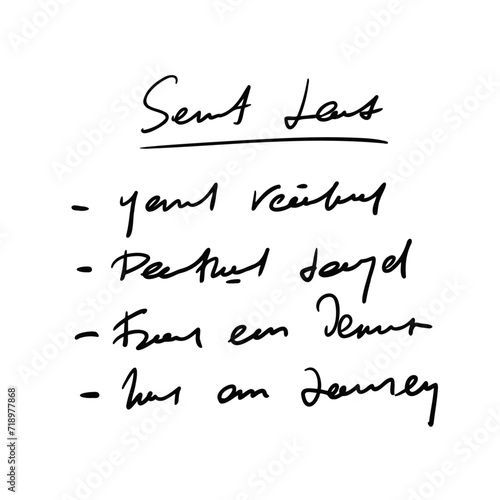 Handwritten To Do List Unreadable text. Abstract illegible handwriting of fictional language. Incomprehensible letters. Black old vintage written text