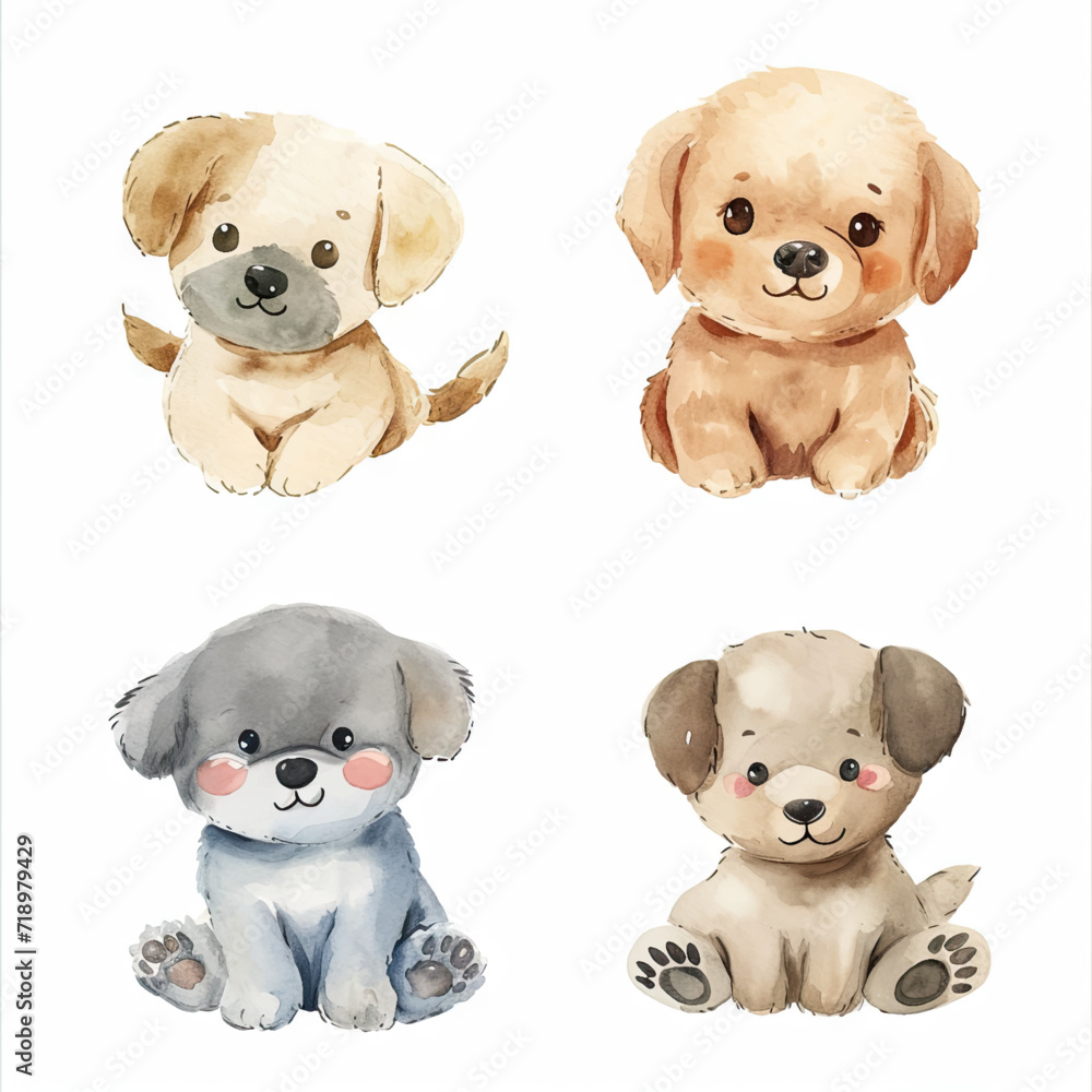 Vector hand drawn puppy collection Vector hand drawn puppy collection